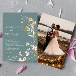 Invitación Elegante Boda Casual de la foto de Boho Wildflower