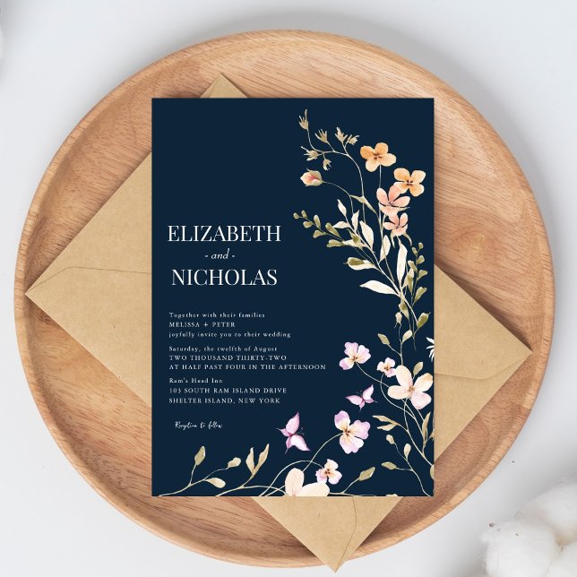 Invitación Elegante Boda Casual de la foto de Boho Wildflower (Subido por el creador)