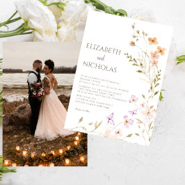 Invitación Elegante Boda Casual de la foto de Boho Wildflower