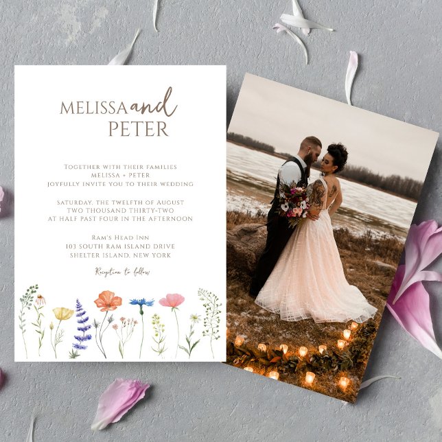 Invitación Elegante Boda Casual de la foto de Boho Wildflower (Subido por el creador)