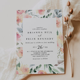 Invitación Elegante Boda Casual Geométrico Floral Rubor Rosad