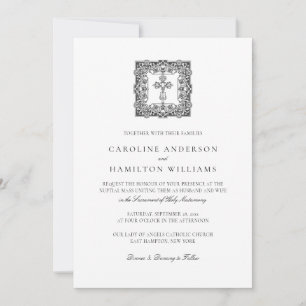 Invitación Elegante Boda Católica con Letra Negra Simple