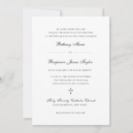 Invitación Elegante boda católica formal en blanco y negro