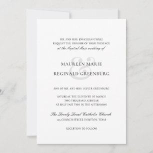 Invitación Elegante Boda Católica Tradicional