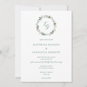 Invitación Elegante Boda Católico de la vegetación de inviern