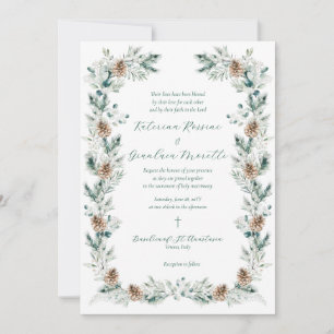 Invitación Elegante Boda Católico de la vegetación de inviern