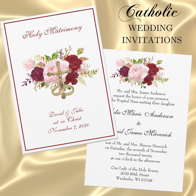 Invitación Elegante Boda católico floral (Subido por el creador)