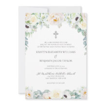 Elegante Boda católico floral blanca con RSVP