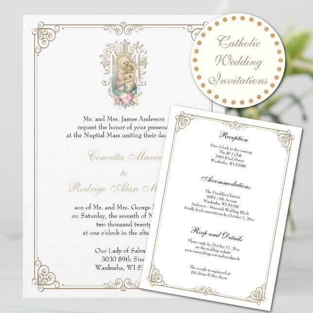 Invitación Elegante Boda Católico María y Jesús (Subido por el creador)