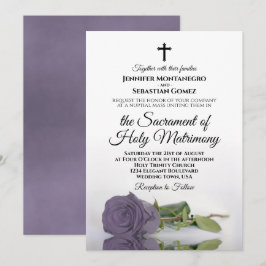 Invitación Elegante Boda católico moderno Rosa púrpura sucio
