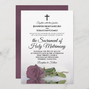 Invitación Elegante Boda católico moderno rosa rosado