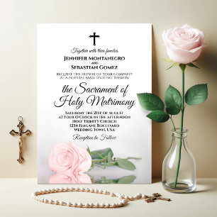 Invitación Elegante Boda católico rosa rosa rosa rosado de Ru