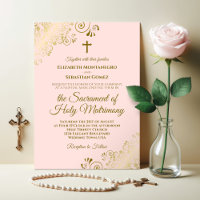Elegante Boda católico rosa y dorado de Rubor
