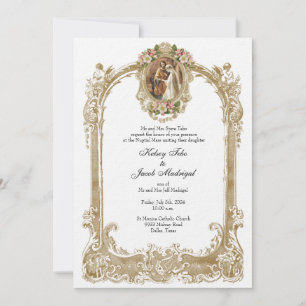 Invitación Elegante Boda católico tradicional y recepción