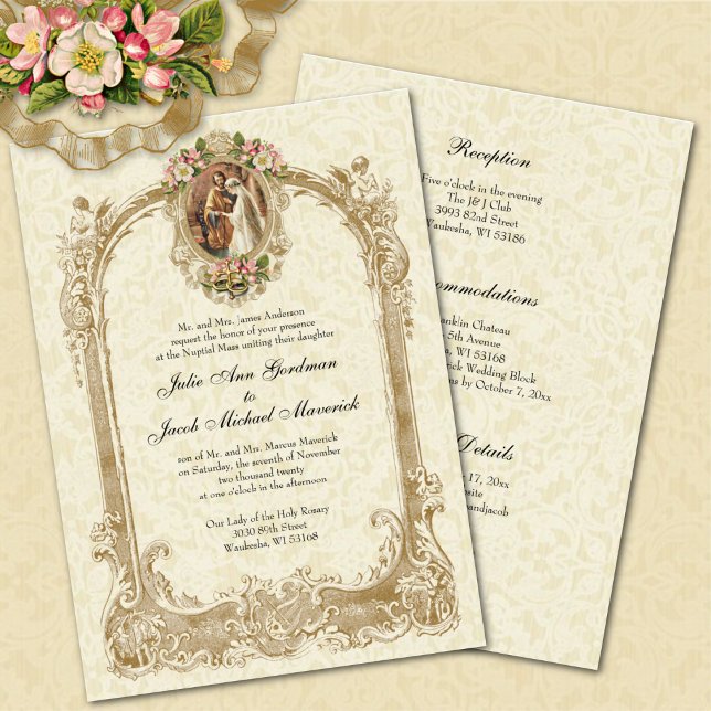 Invitación Elegante Boda católico tradicional y recepción (Subido por el creador)