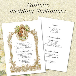 Invitación Elegante Boda católico tradicional y recepción