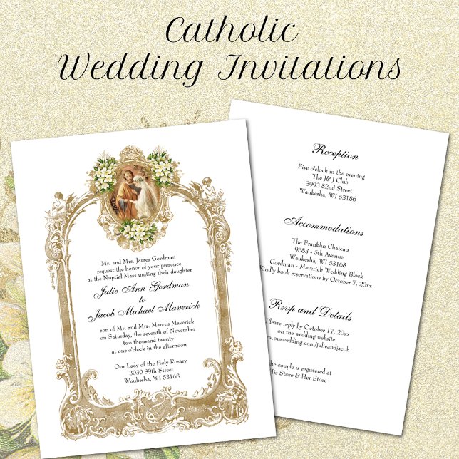 Invitación Elegante Boda católico tradicional y recepción (Subido por el creador)