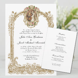 Invitación Elegante Boda católico tradicional y recepción