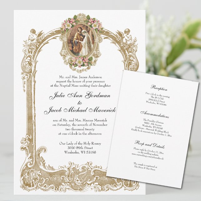 Invitación Elegante Boda católico tradicional y recepción (Subido por el creador)