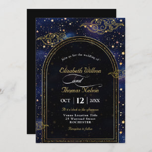 Invitación Elegante boda celeste místico