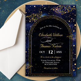 Invitación Elegante boda celeste místico