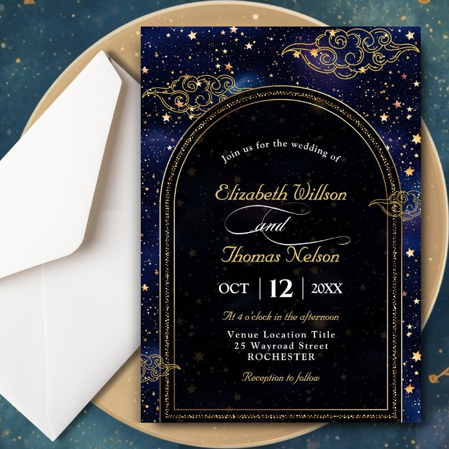 Invitación Elegante boda celeste místico (Subido por el creador)