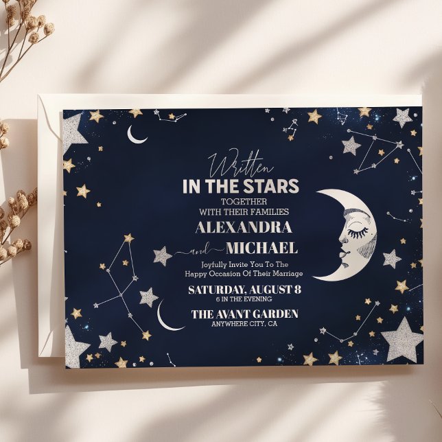 Invitación Elegante Boda Celestial Crescent Moon (Subido por el creador)