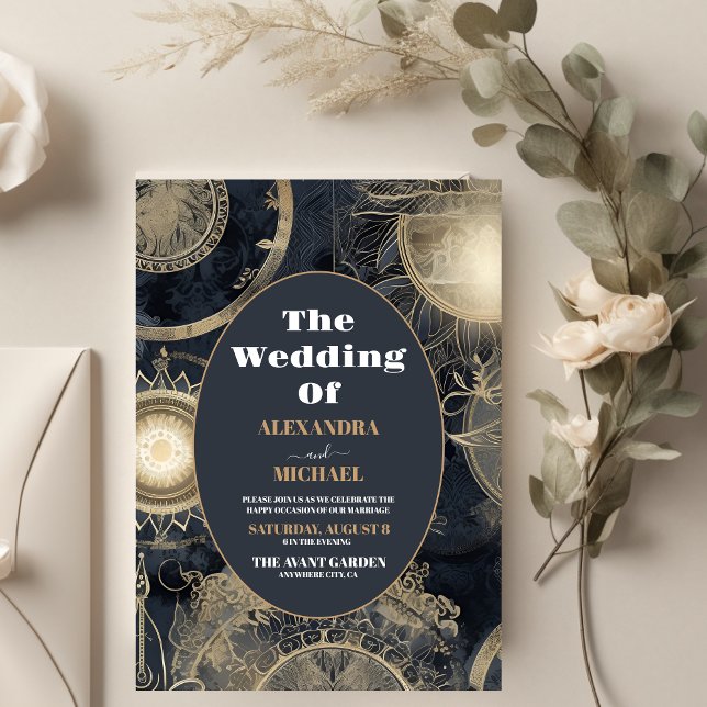 Invitación Elegante Boda Celestial de Plata y Oro (Subido por el creador)