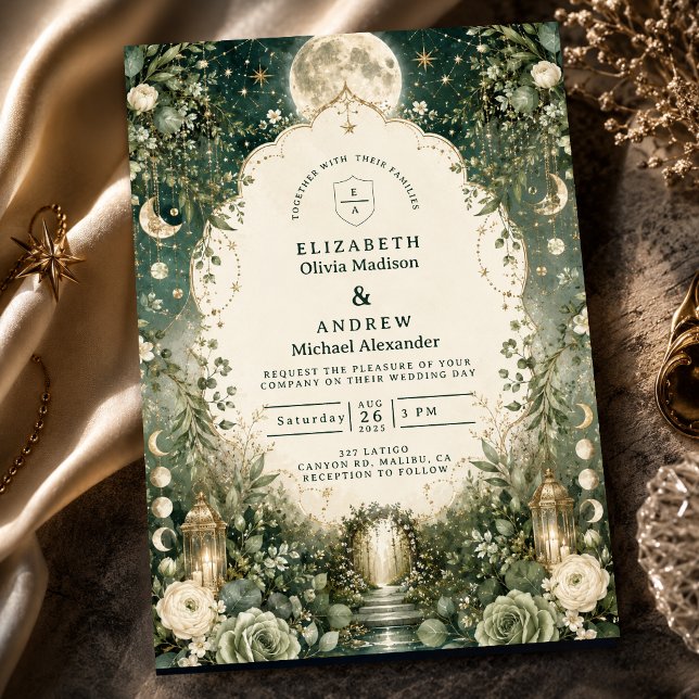 Invitación Elegante Boda Celestial Verde (Subido por el creador)