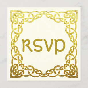 Invitación Elegante boda celta Falso nudo celta de oro RSVP