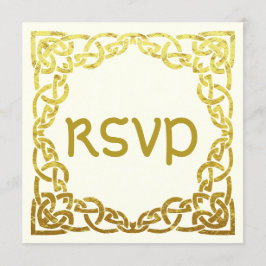 Invitación Elegante Boda Celta Faux Gold Celtic Knot RSVP