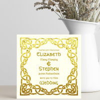 Elegante Boda celta Ivory Faux Gold Celtic Knot