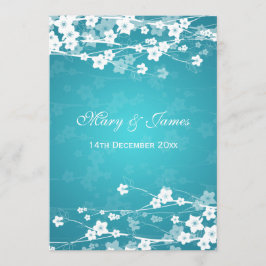 Invitación Elegante Boda cerezo Blossom Azul