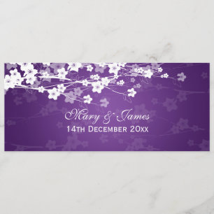 Invitación Elegante Boda Cerezo Flor Púrpura