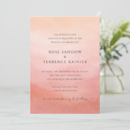 Invitación Elegante Boda Chic Costera de Coral Moderna