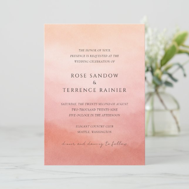 Invitación Elegante Boda Chic Costera de Coral Moderna (Anverso de pie)