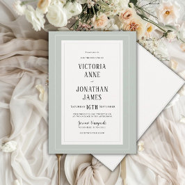 Invitación Elegante Boda Chic Verde Salvia y Crema