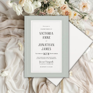 Invitación Elegante Boda Chic Verde Salvia y Crema