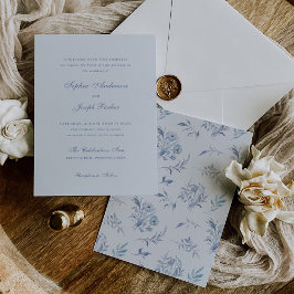 Invitación Elegante Boda Chinoiserie azul claro