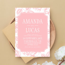 Invitación Elegante Boda Chinoiserie rosa Dusty