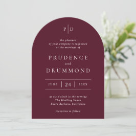 Invitación Elegante Boda Clásica de Borgoña Profundo