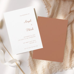 Invitación Elegante Boda Clásica de Terracota y Blanco