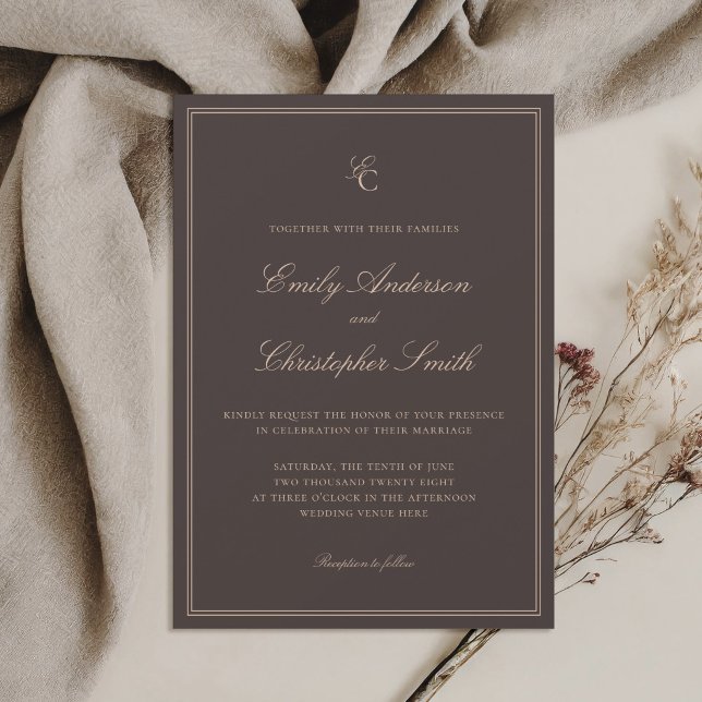 Invitación Elegante Boda Clásica Marrón (Subido por el creador)