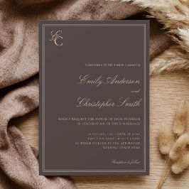 Invitación Elegante Boda Clásica Marrón