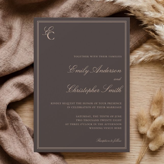 Invitación Elegante Boda Clásica Marrón (Subido por el creador)