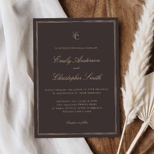 Invitación Elegante Boda Clásica Marrón