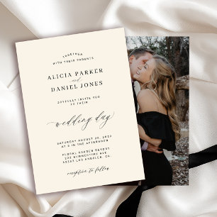 Invitación Elegante boda clásica personalizada con foto en ma