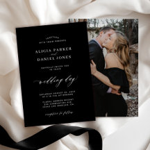Elegante boda clásica personalizada en blanco y ne