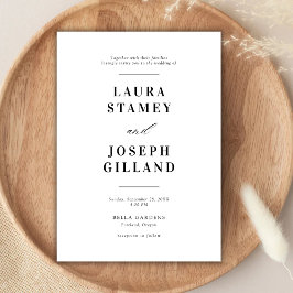 Invitación Elegante Boda clásico blanco y negro