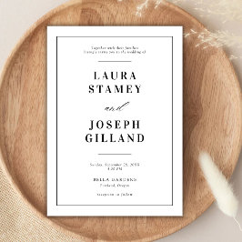 Invitación Elegante Boda clásico blanco y negro